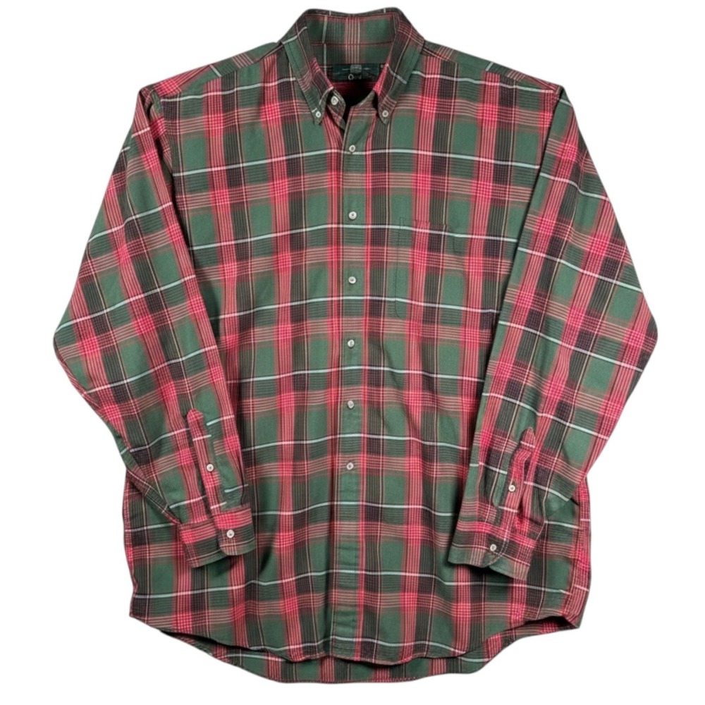 Vintage Orvis Button Down Shirt Mens XL Made In USA Christmas Plaid Red Green